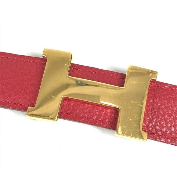 HERMES H Belt H Belt Constance Belt for bottoms belt Leather Red x Black/Gold - Picture 3 of 15